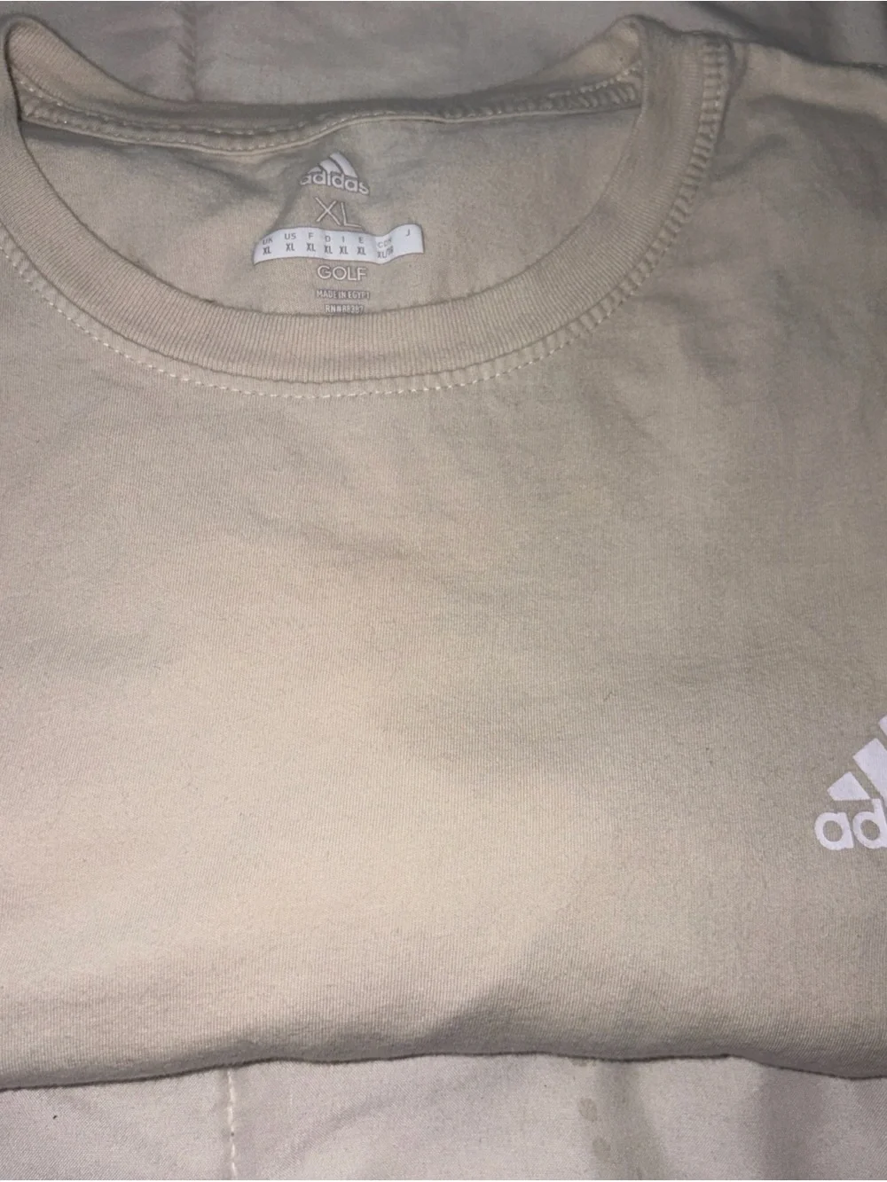 Adidas Men’s Golf Cotton Shirt Size Xl Cream Short Sleeve
